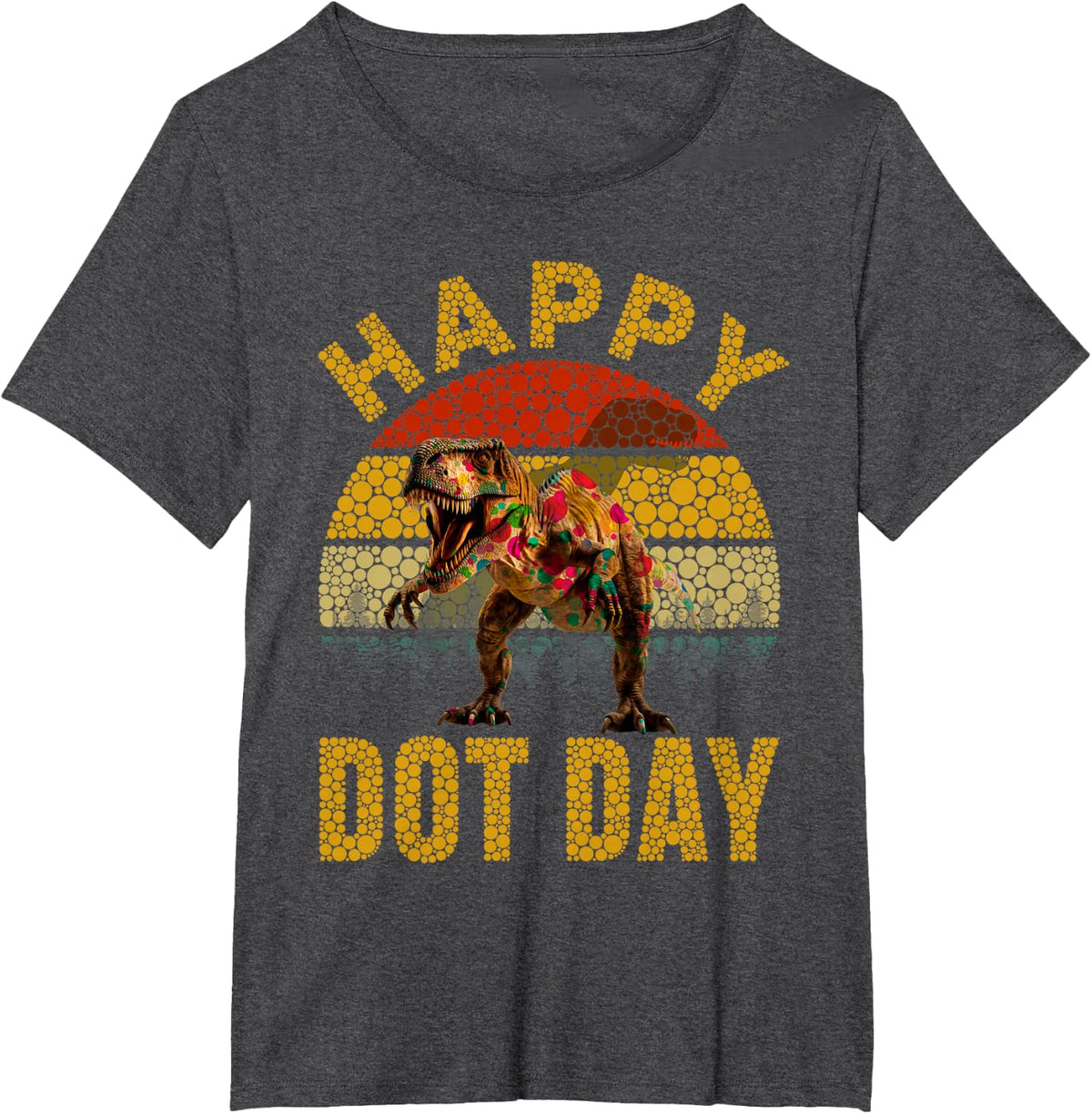 Retro T Rex Dinosaur Lovers Polka Dots Happy Dot Day Boys T-Shirt - Dark Heather Grey