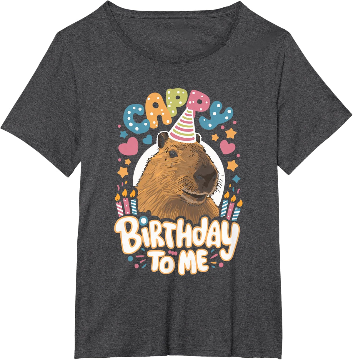 Cappy Birthday To Me Capy Birthday T-Shirt - Dark Heather Grey
