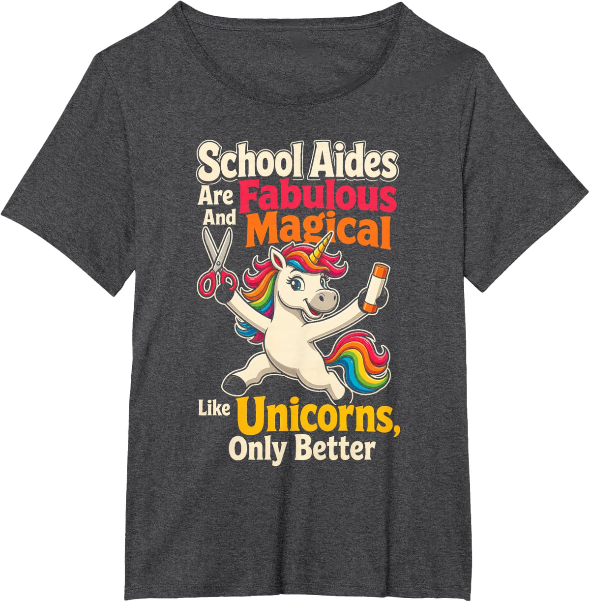 Paraprofessional School Aides are Magical Like Unicorns T-Shirt - Dark Heather Grey