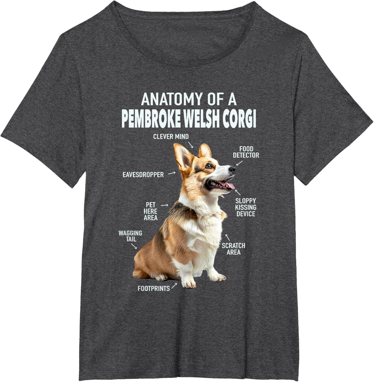 Anatomy Of A Pembroke Welsh Corgi T-Shirt - Dark Heather Grey