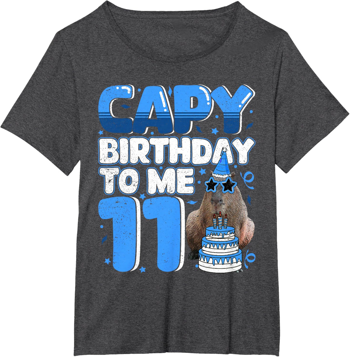 11 Years Capy Birthday to me Capybara 11th Birthday T-Shirt - Dark Heather Grey
