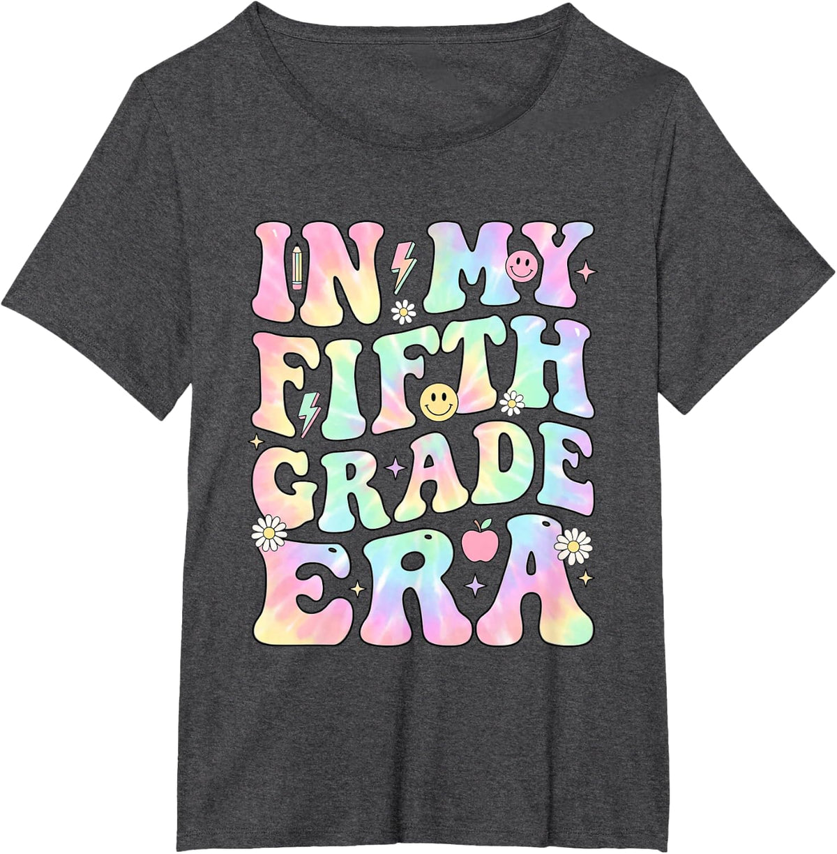 in My Fifth Grade Era Back to School Elementary Girls T-Shirt - Dark Heather Grey