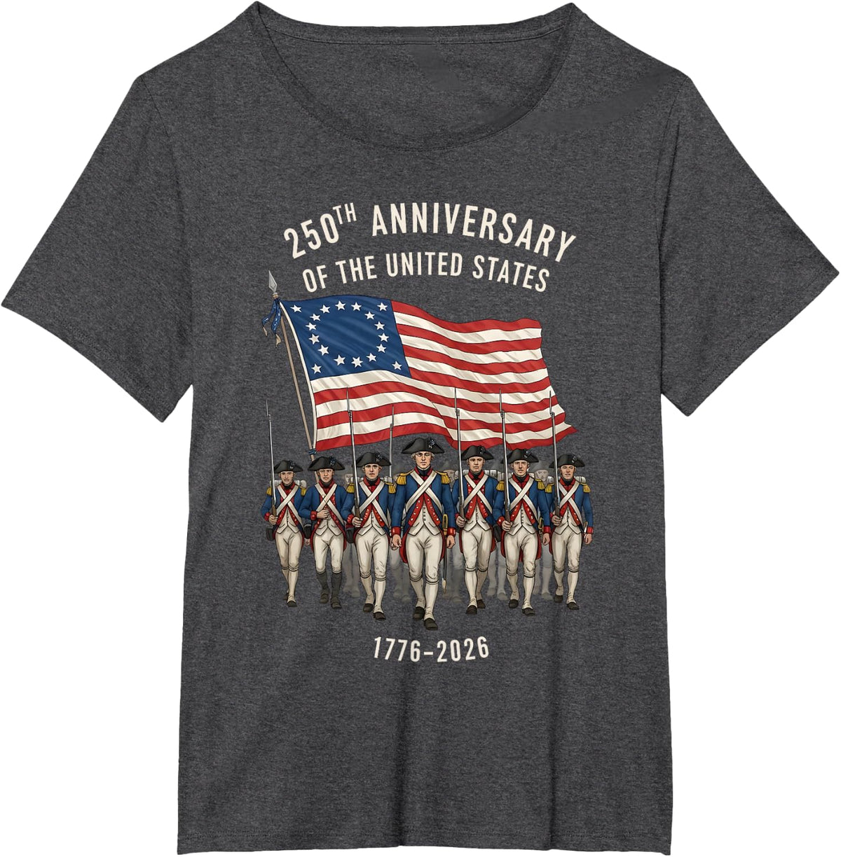 250th Anniversary of The United States Revolutionary Soldier T-Shirt - Dark Heather Grey