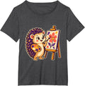 Hedgehog Painter Brush Palette Flower Art Design T-Shirt - Dark Heather Grey