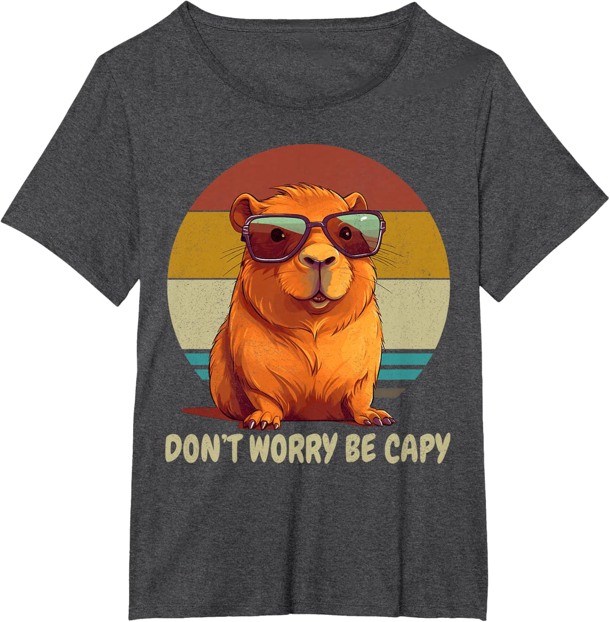 Capybara Animal Rodent Capybara Dont Be Worry Be Capy Funny T-Shirt - Dark Heather Grey