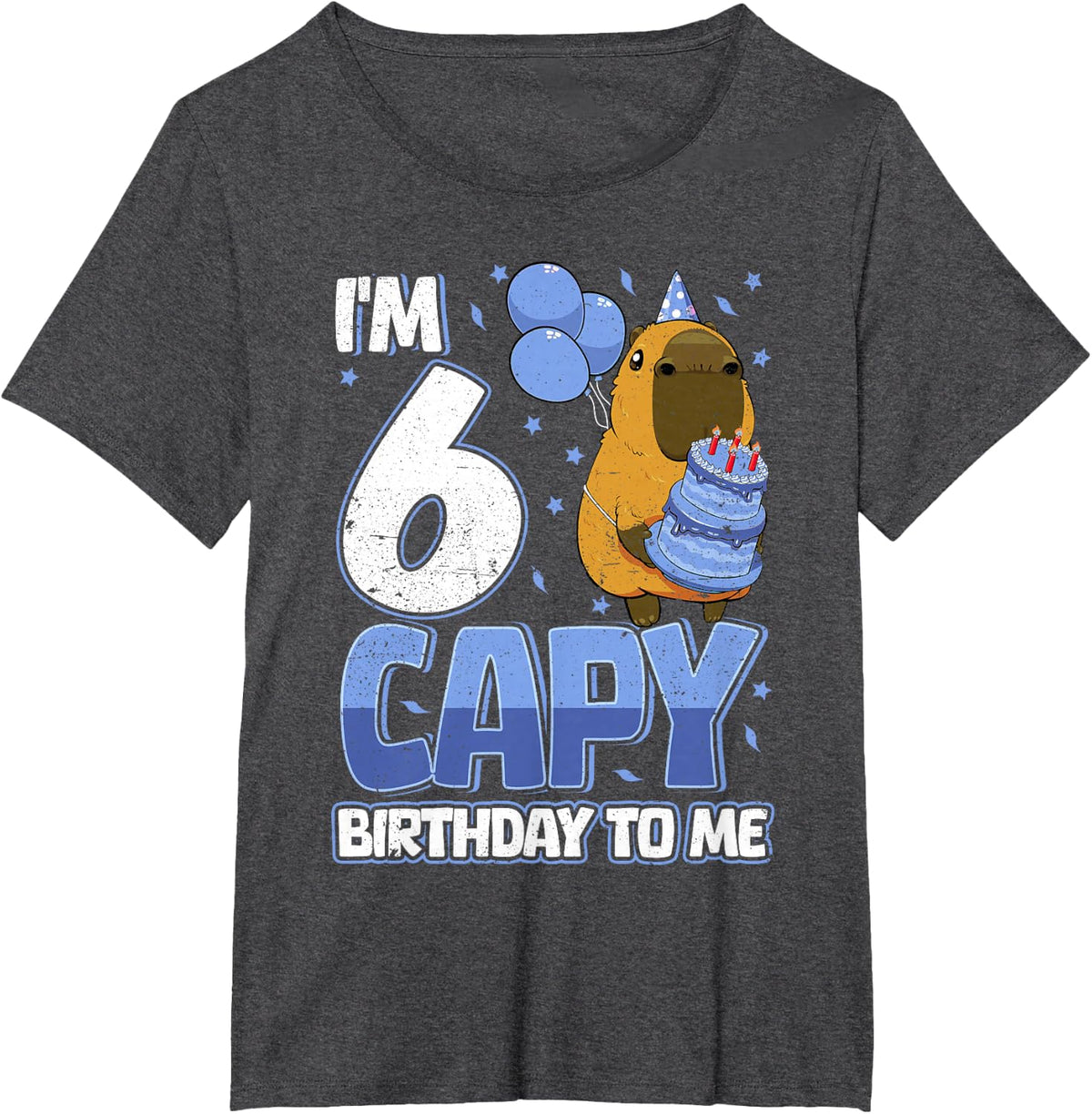 6 Years Capy Birthday to Me Boys 6th Birthday Capybara Tees T Shirts - Dark Heather Grey