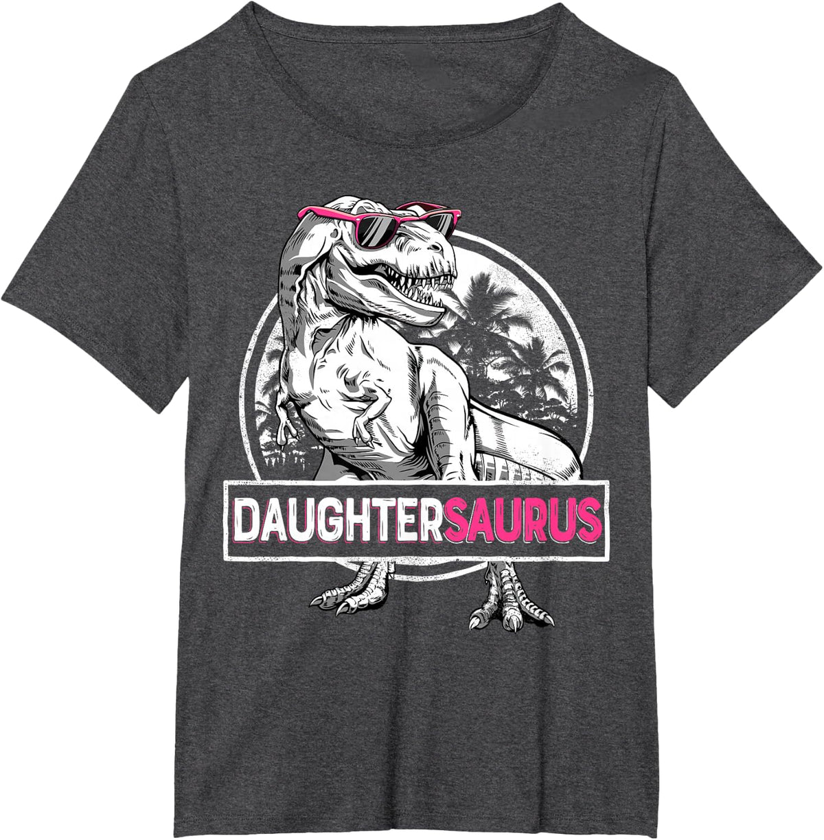 Daughtersaurus T Rex Dinosaur Tees Funny Daughter Saurus Family Matching T Shirts - Dark Heather Grey