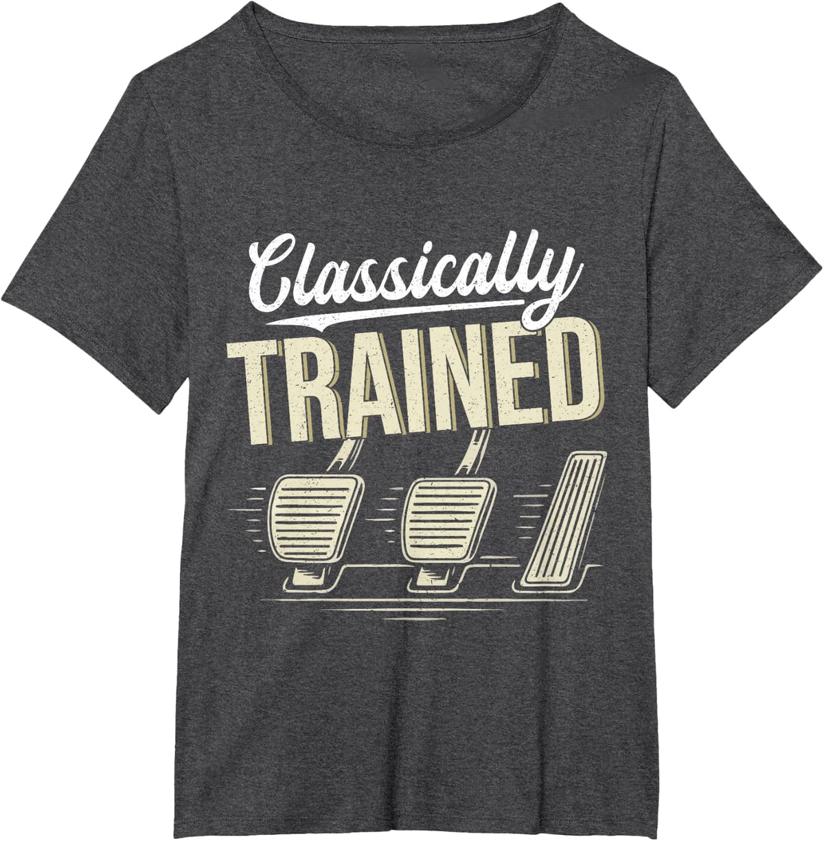 Classic Manual Car Clutch with Three Pedals T-Shirt - Dark Heather Grey