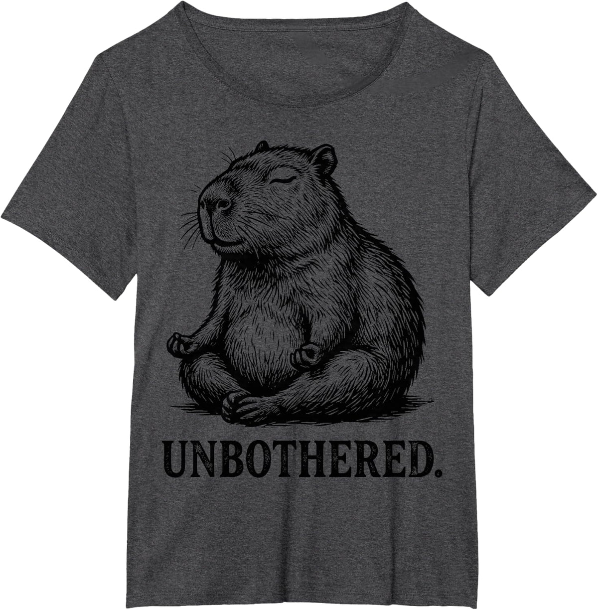 Unbothered Capybara Meditation Tees T-Shirt for Men Women Kids - Dark Heather Grey