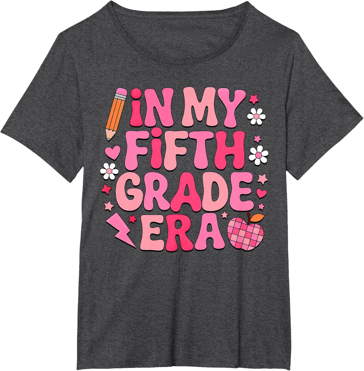 Fifth Grade Vibes Back To School First Day Of 5th Grade T-Shirt - Dark Heather Grey