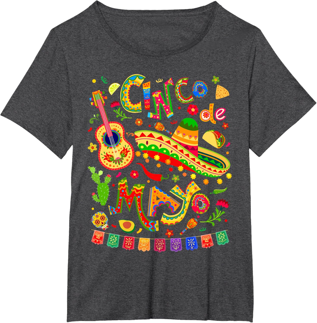 Happy Cinco de Mayo Fiesta Mexican Party 5 De Mayo Men Women T-Shirt - Dark Heather Grey