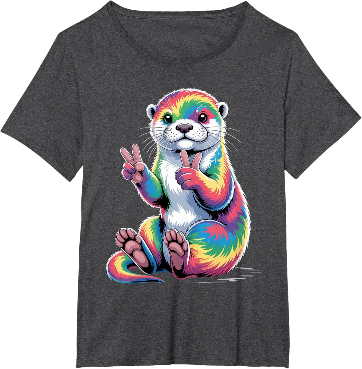 Sea Otter Merch Tie Dye Peace Sign Vintage Sea Otters T-Shirt - Dark Heather Grey