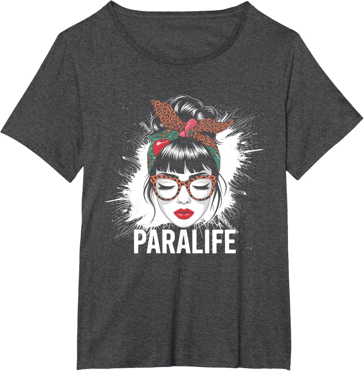 Bleached Messy Bun Para Life Paraprofessional Teacher T-Shirt - Dark Heather Grey
