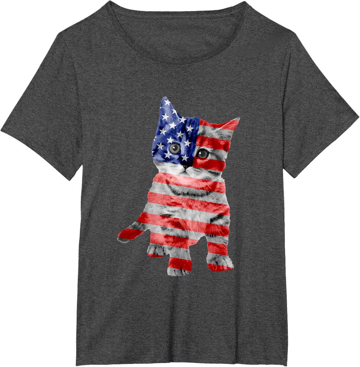 Red White Blue Flag Cat Kitten Patriotic Men Women Kid T-Shirt - Dark Heather Grey