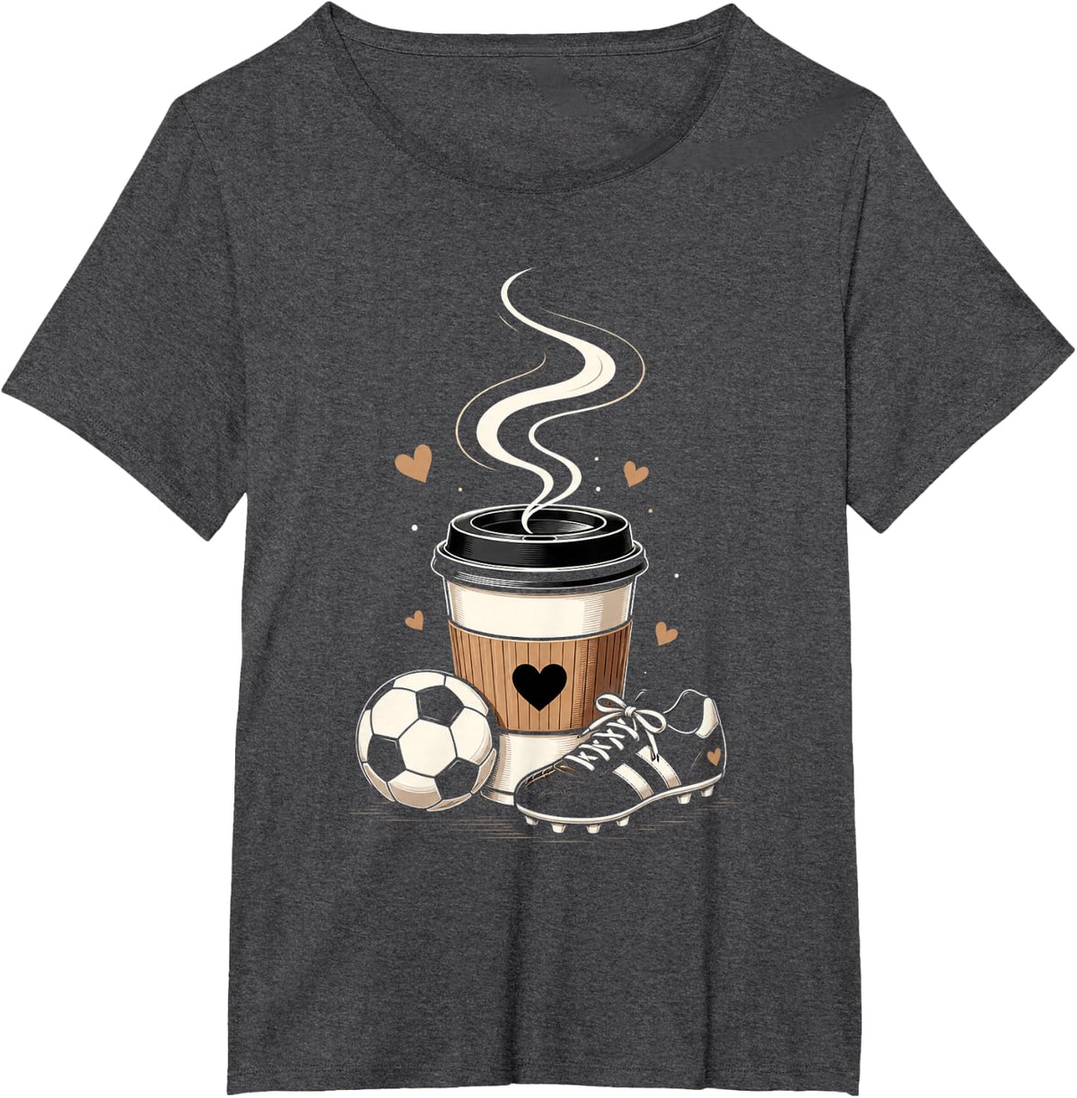 Soccer Coffee Ball Cleat Gift for Mom Dad Kids Family Lovers T-Shirt - Dark Heather Grey