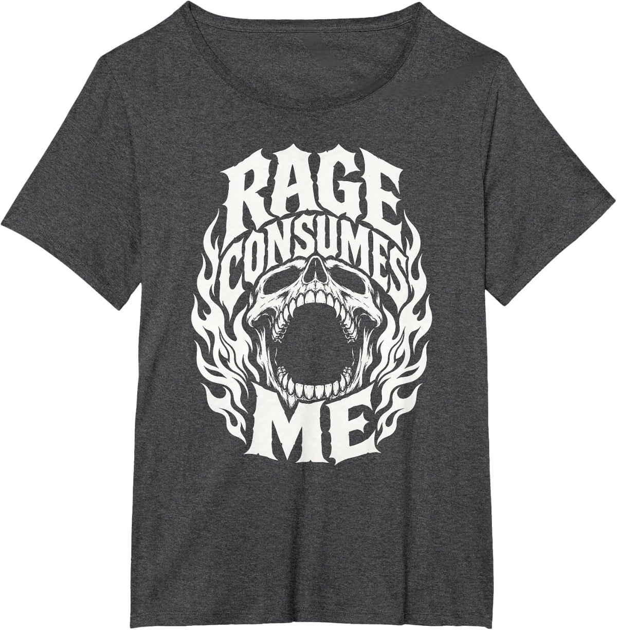 Rage Consumes Me Skull Flames Gothic Hardcore Punk Rock Men T-Shirt - Dark Heather Grey