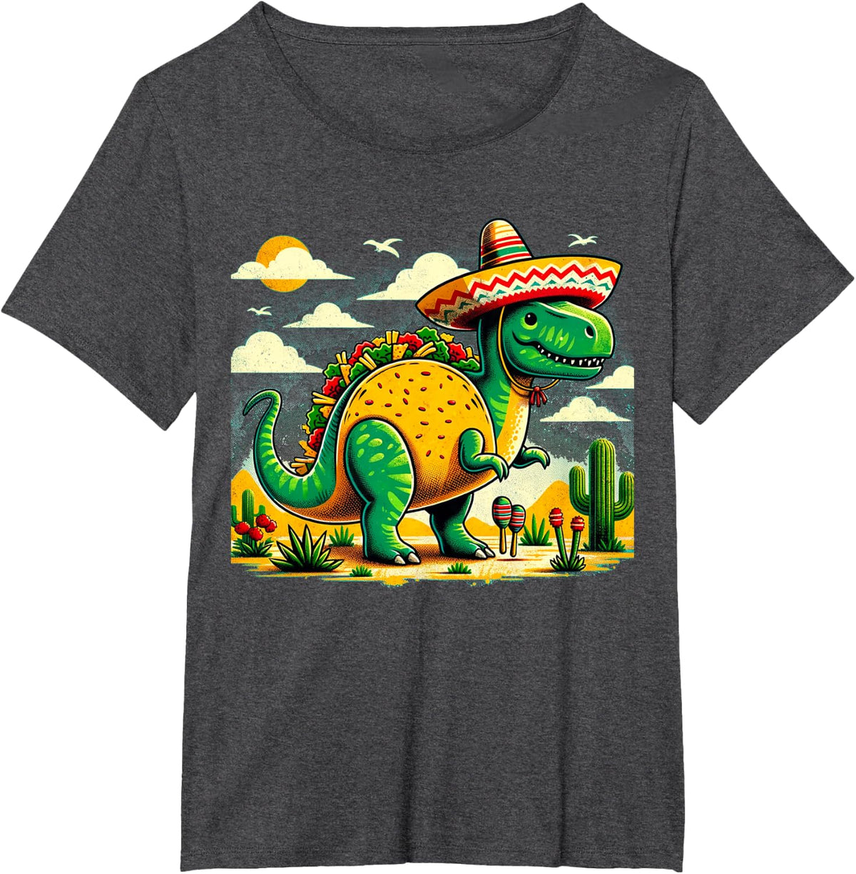 Cinco De Mayo Dinosaurs Tacosaurus Dinosaur Boys Men Kids T-Shirt - Dark Heather Grey