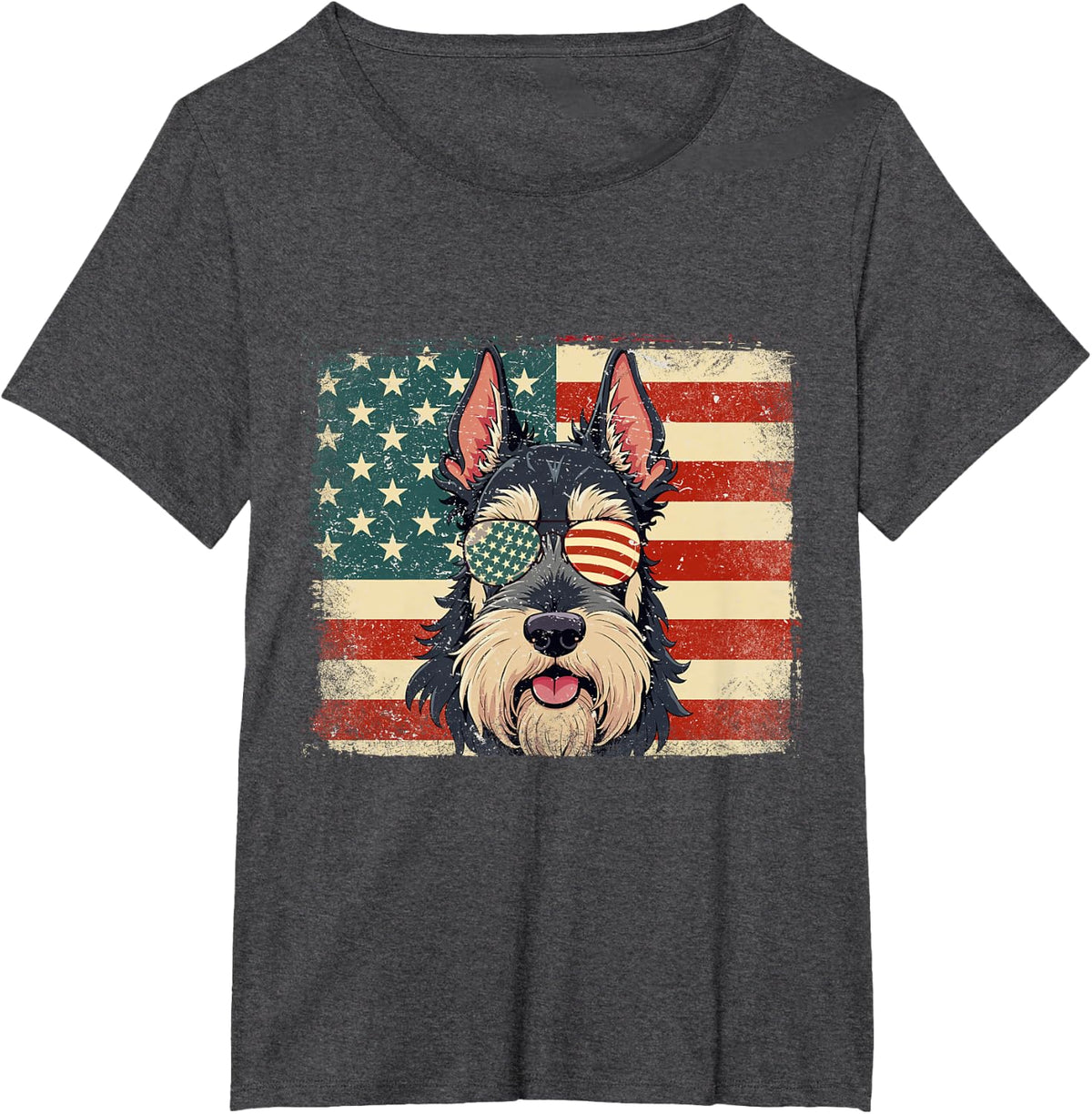 Patriotic Giant Schnauzer Dog Lover USA Flag 4th Of July T-Shirt for Men Women Kids - Dark Heather Grey