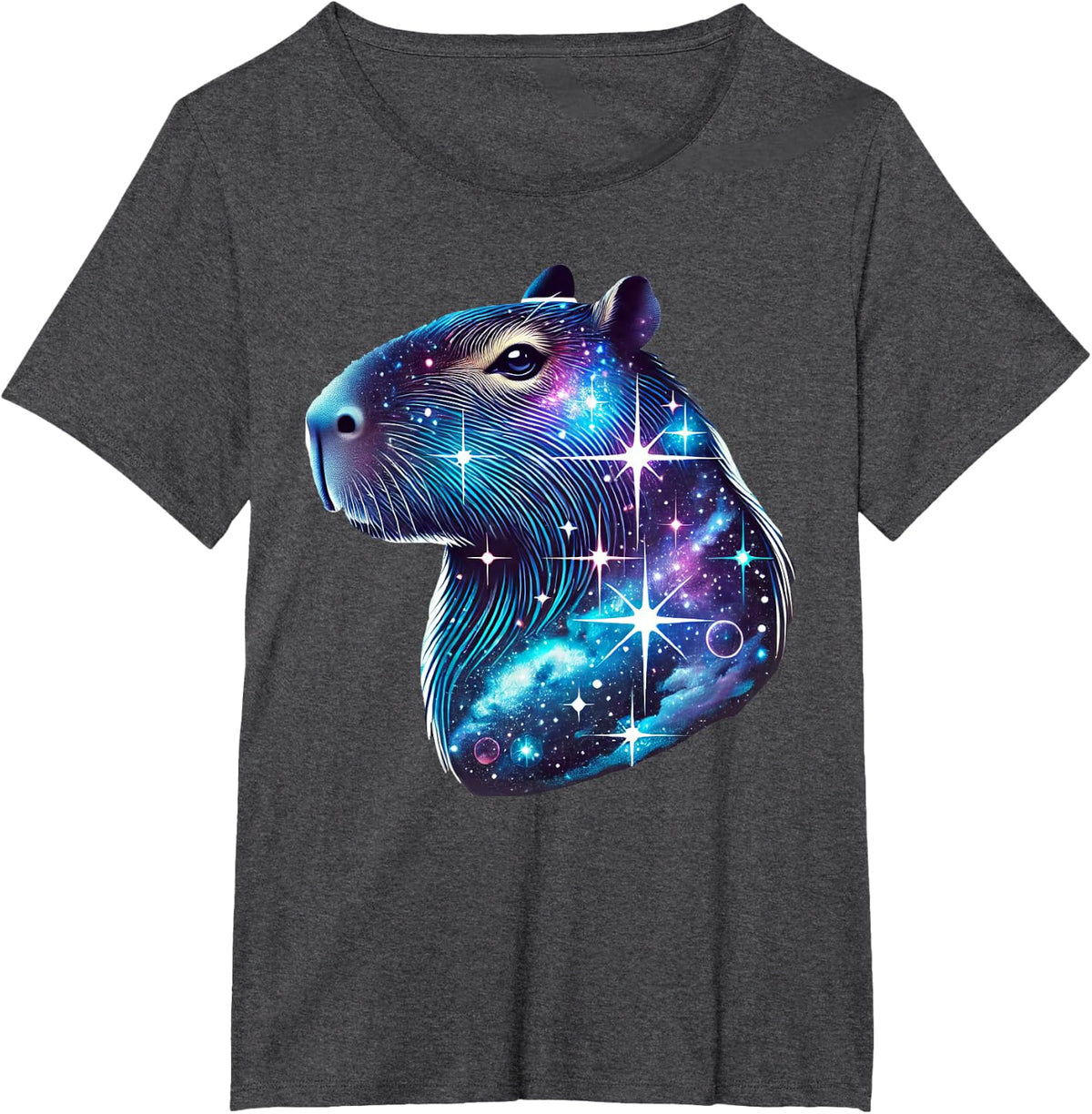 Space Galaxy Capybara T-Shirt - Dark Heather Grey