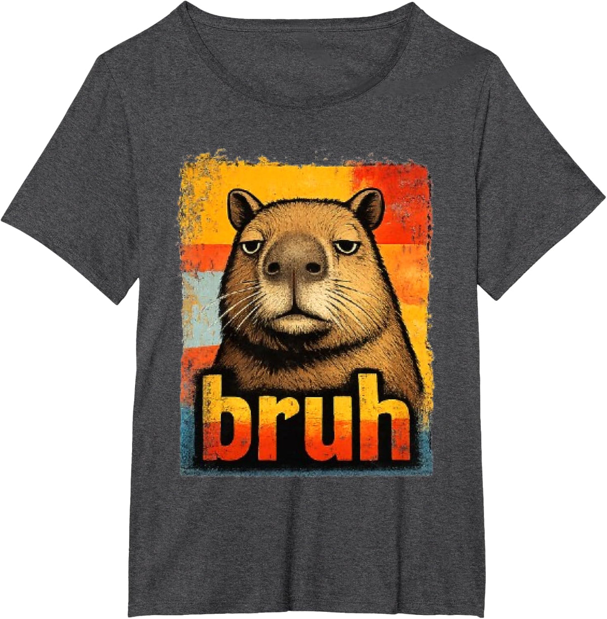 Funny Graphic Meme Capybara Bruh for Boys Girls Men Women T-Shirt - Dark Heather Grey