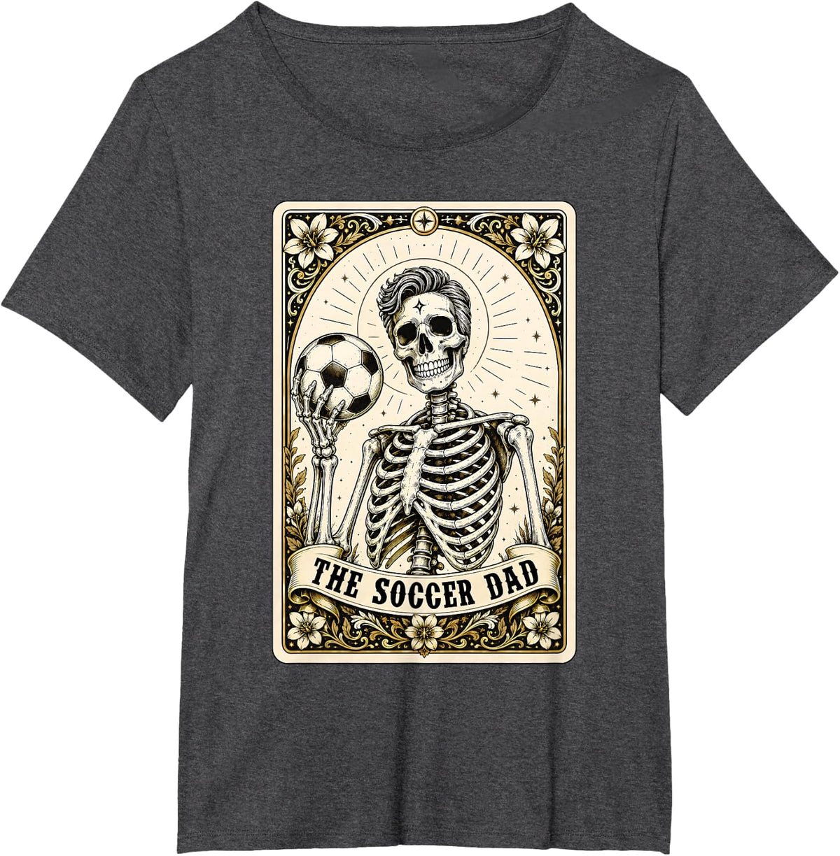 Soccer Dad Tarot Card Skeleton Happy Halloween Costume Men T-Shirt - Dark Heather Grey