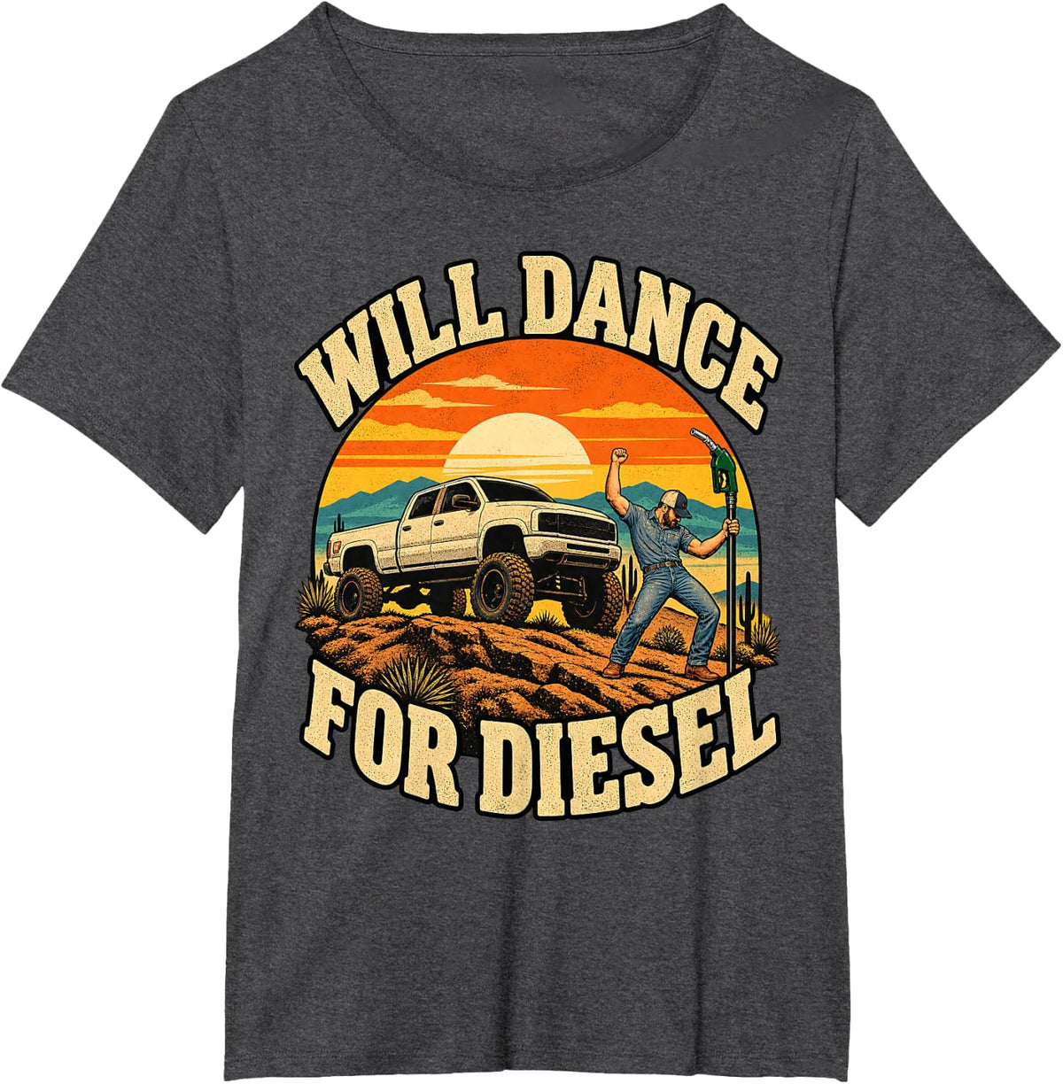 Will Dance for Diesel Sunset T-Shirt - Dark Heather Grey