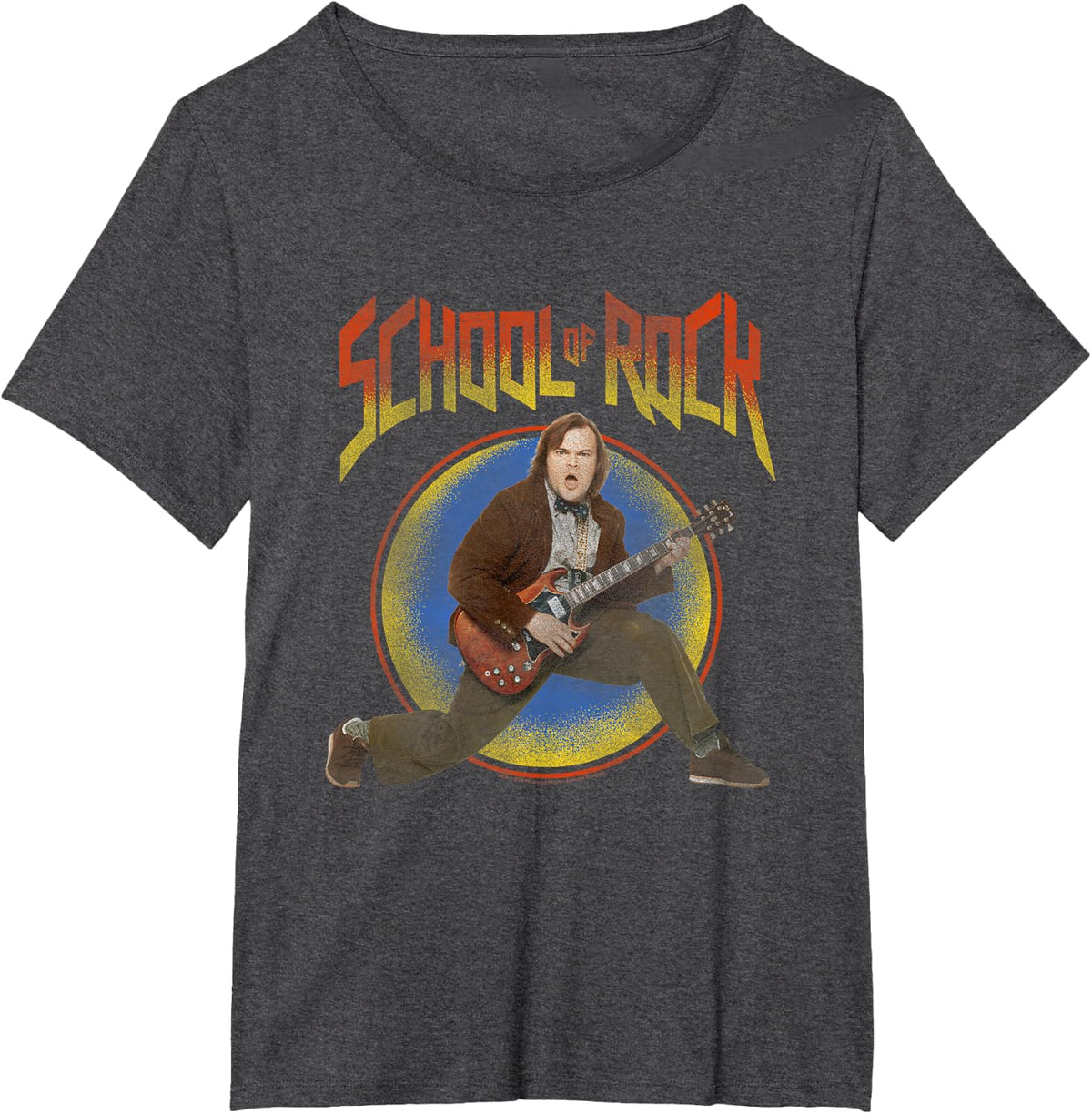 School of Rock Distressed Colorful Edit T-Shirt - Dark Heather Grey