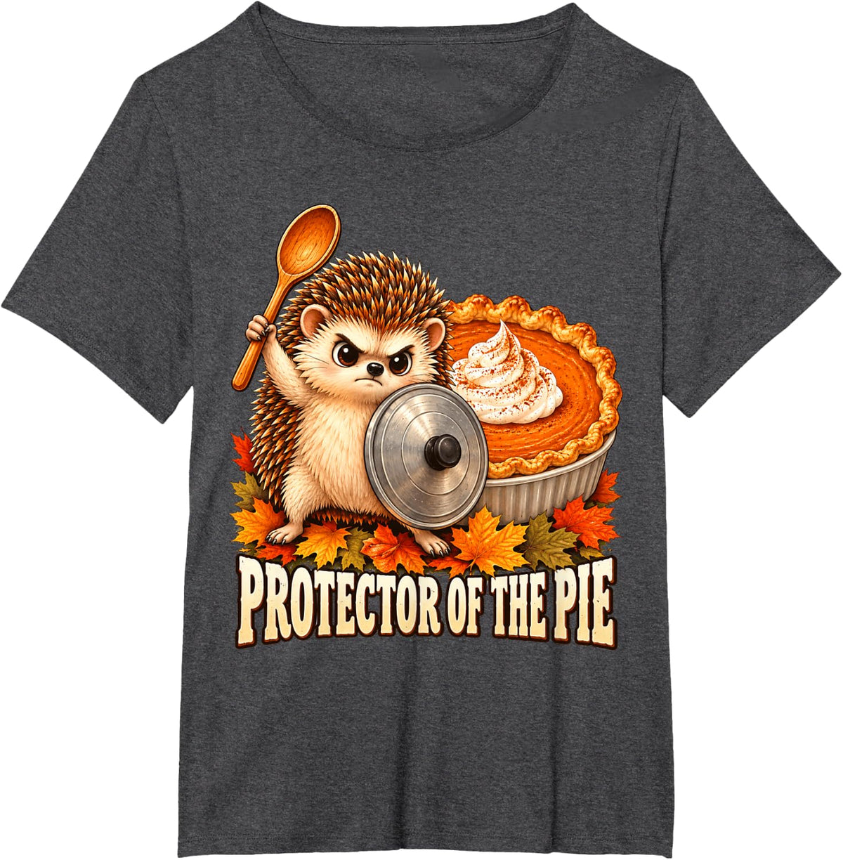 Cute Woodland Hedgehog Fall Dessert Guardian Thanksgiving T-Shirt - Dark Heather Grey