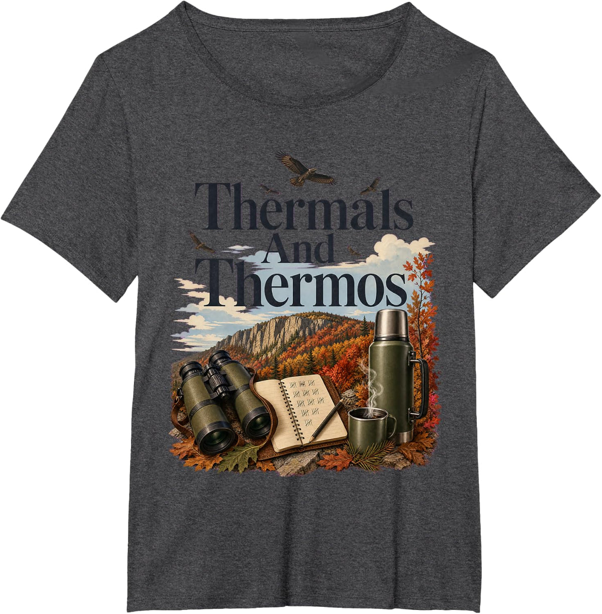 Thermals and Thermos Hawk Count Volunteer T-Shirt - Dark Heather Grey