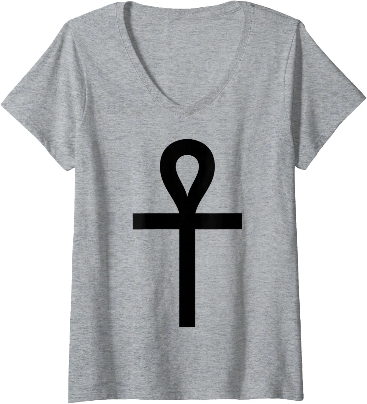 Women's Ankh Egyptian Symbol Ancient Egypt Hieroglyph Key of Life V-Neck T-Shirt - Heather Grey