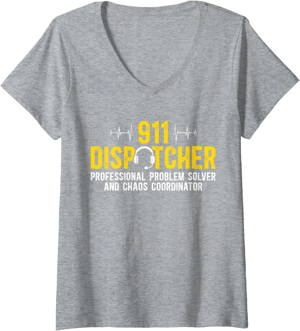 Women's 911 Dispatcher Definition 911 Emergency Dispatcher V-Neck T-Shirt - Heather Grey