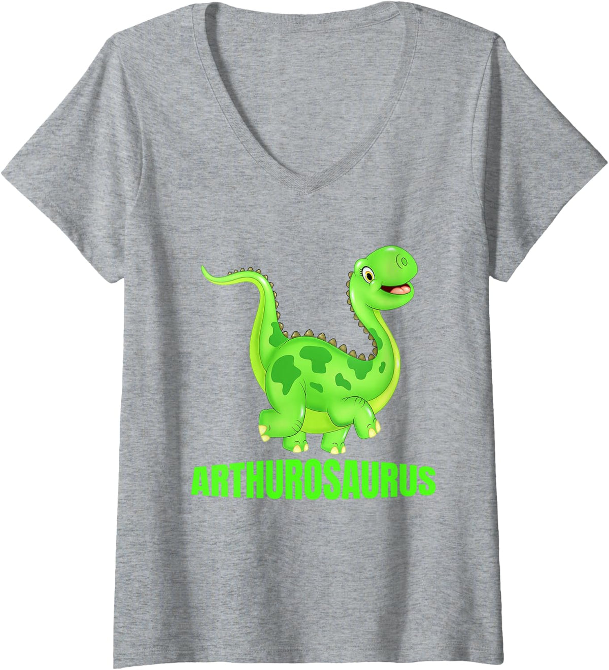 Women's Arthur ARTHUROSAURUS Cool Dinosaur Kid Gift V-Neck T-Shirt - Heather Grey