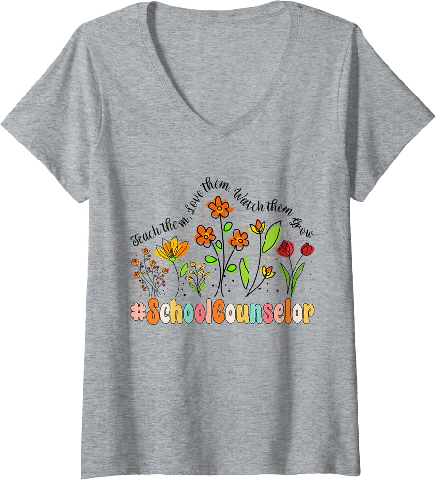 Women's School Counselor Appreciation Week Back to School V-Neck T-Shirt - Heather Grey