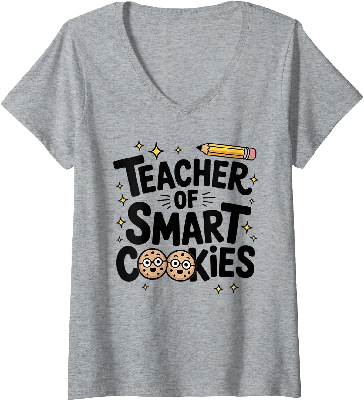 Women's Teacher of Smart Cookies V-Neck T-Shirt - Heather Grey