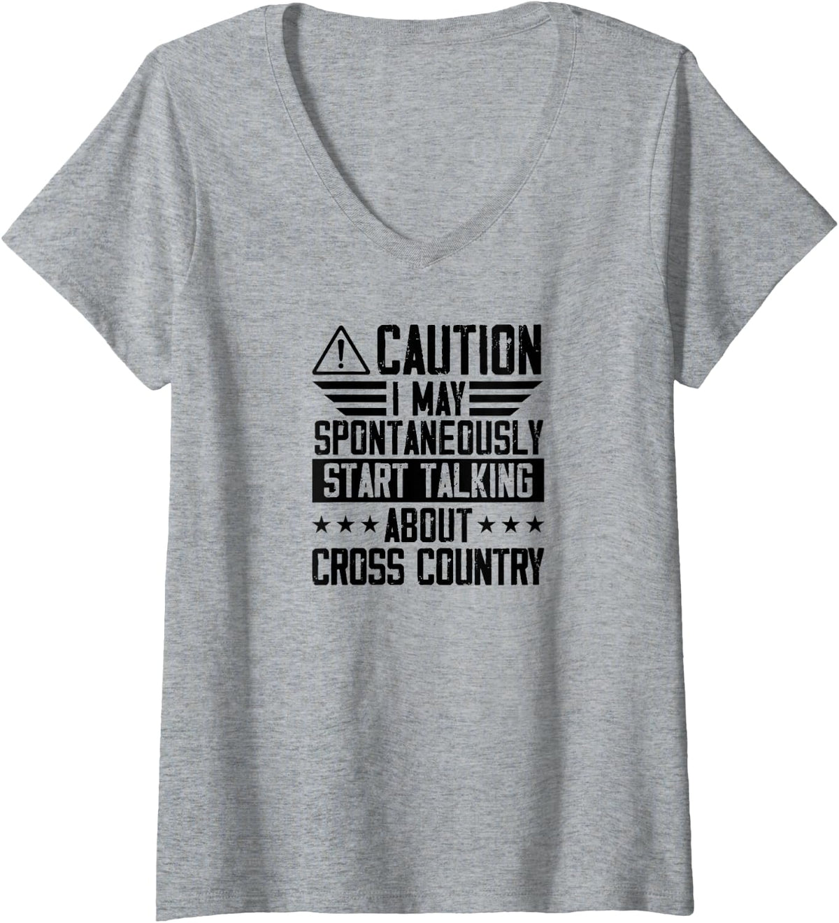 Women's I May Spontaneously Start Talking About Cross Country V-Neck T-Shirt - Heather Grey