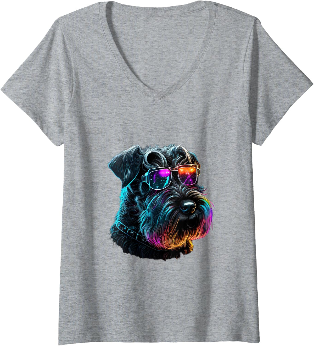 Womens Giant Schnauzer Dogs Giant Schnauzers V-Neck T-Shirt - Heather Grey