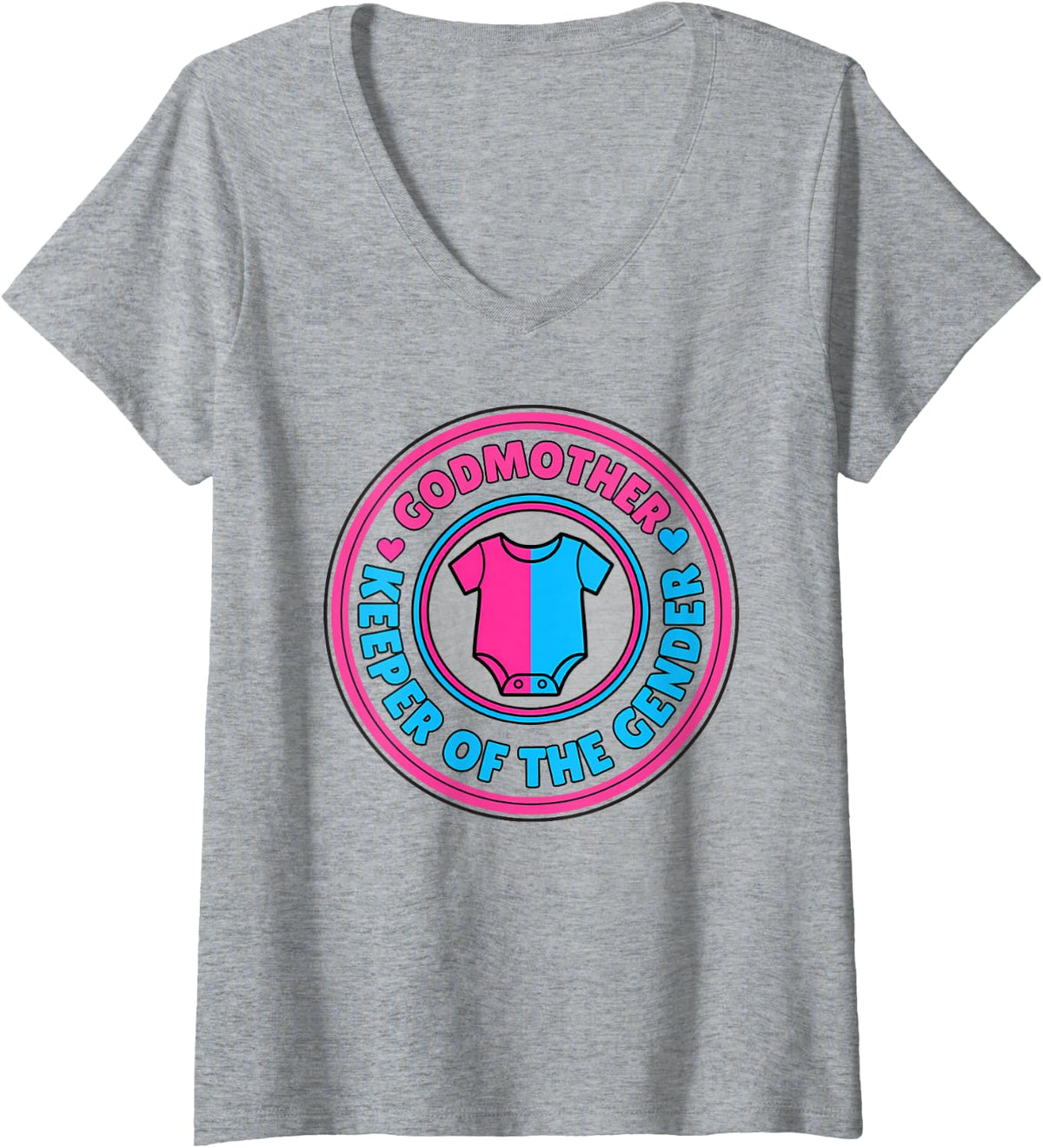 Women's Godmother Keeper of the Gender Baby Reveal Crew V-Neck T-Shirt - Heather Grey