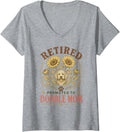 Women's Retired Promoted to Doodle Mom Goldendoodle V-Neck T-Shirt - Heather Grey