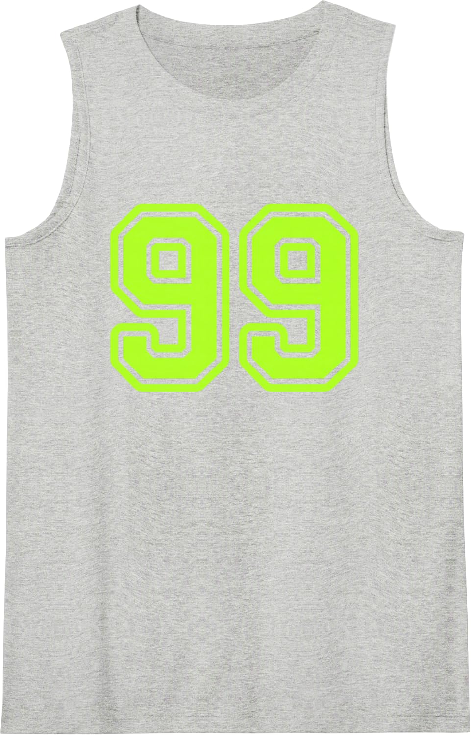 Green Sports Team Number #99 Sleeveless Tank Top - Heather Grey