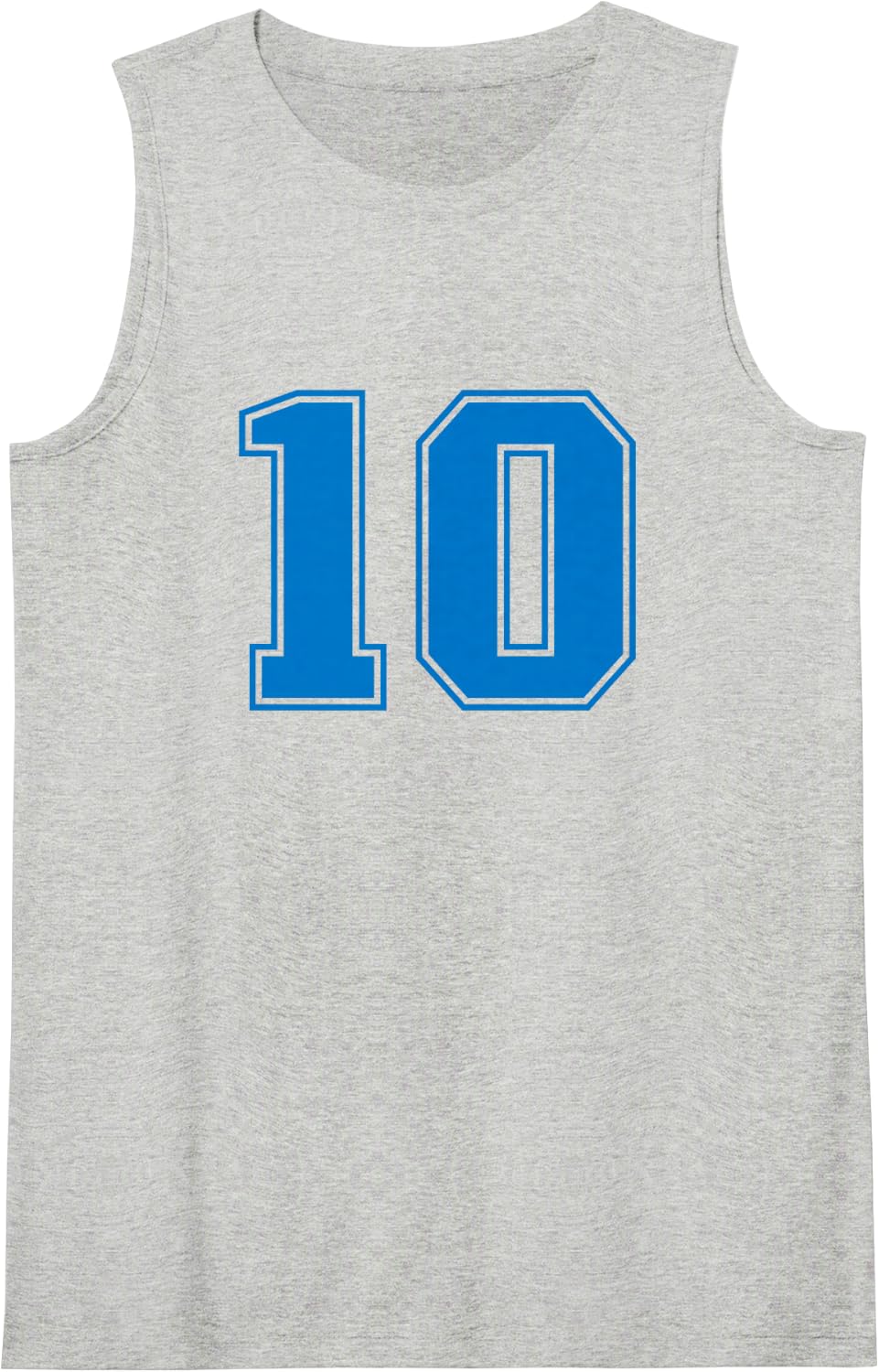 Blue Sports Team Uni Number #10 Sleeveless Tank Top - Heather Grey