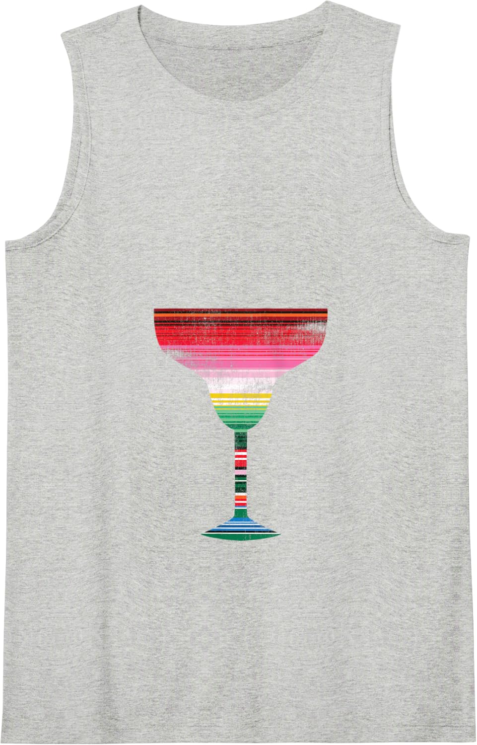 Cinco De Mayo Serape Blanket Inspired Margarita Glass Tank Top - Heather Grey