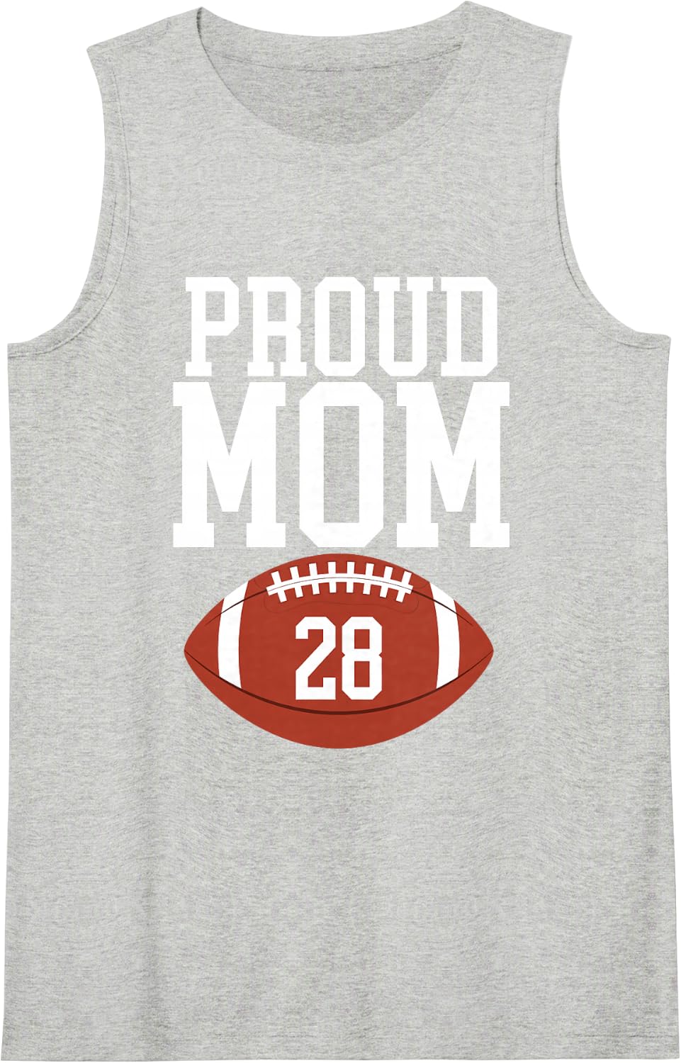 Proud Football Mom Number #28 Sleeveless Tank Top - Heather Grey