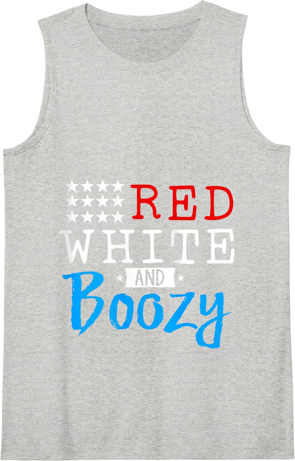 Red White and Boozy 4th of July Drinking Tank Top - Heather Grey