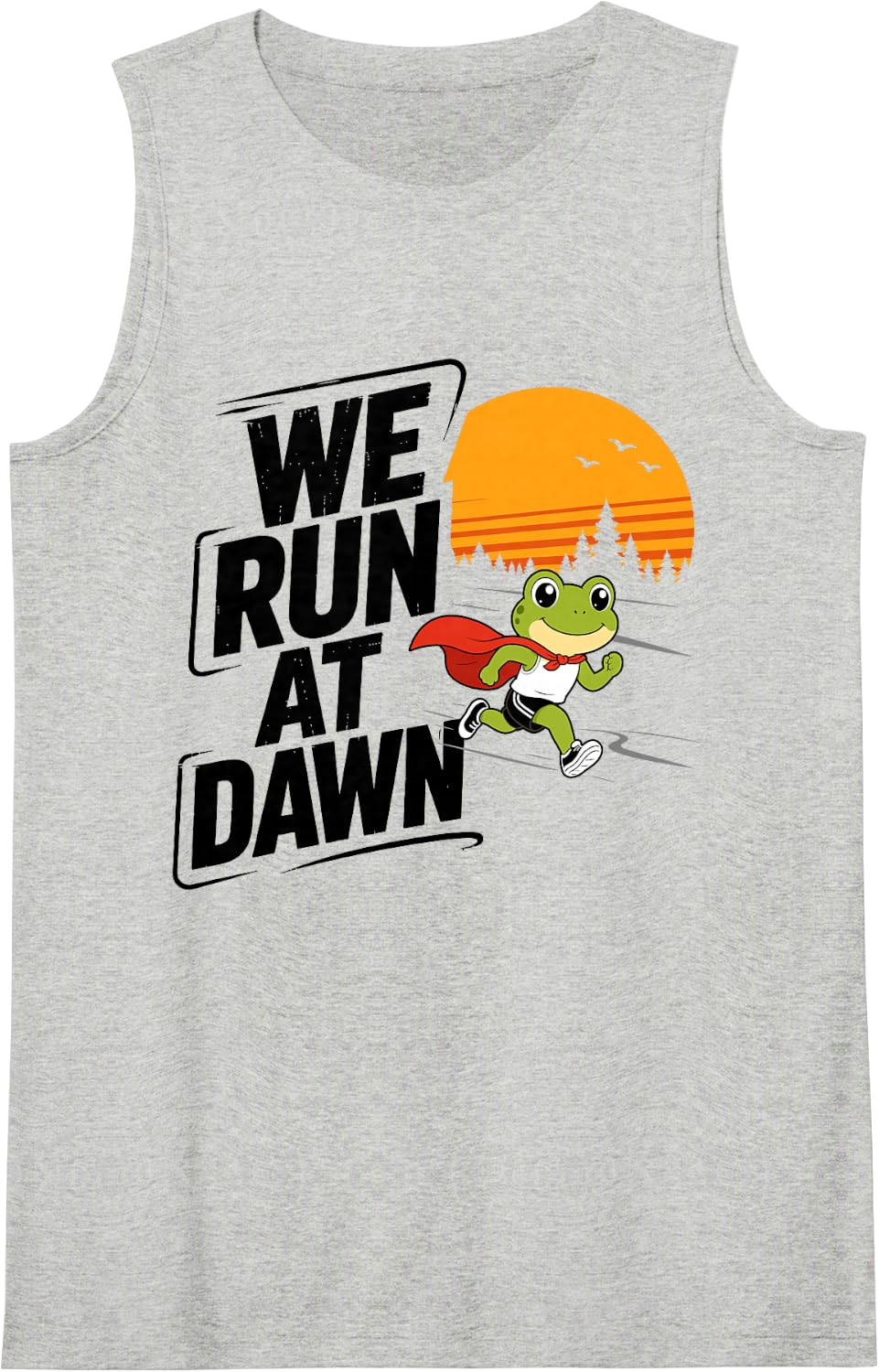 We Run At Dawn Funny Cross Country Runner Marathon Tank Top - Heather Grey