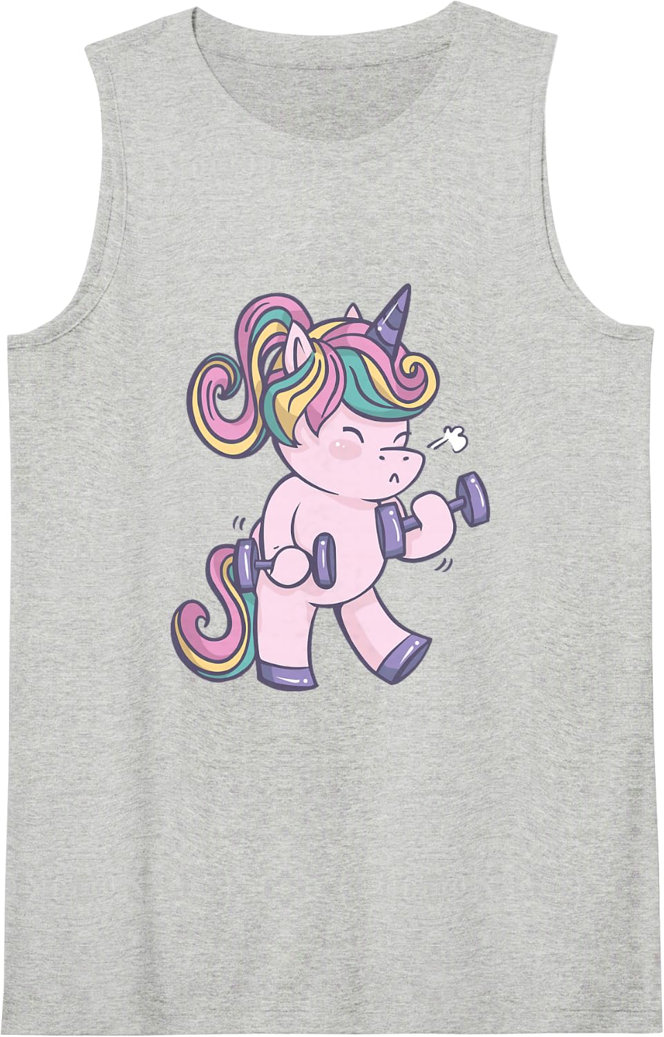 Funny Weightlifting Unicorn Fitness Strength Training Sleeveless Tank Top - Heather Grey