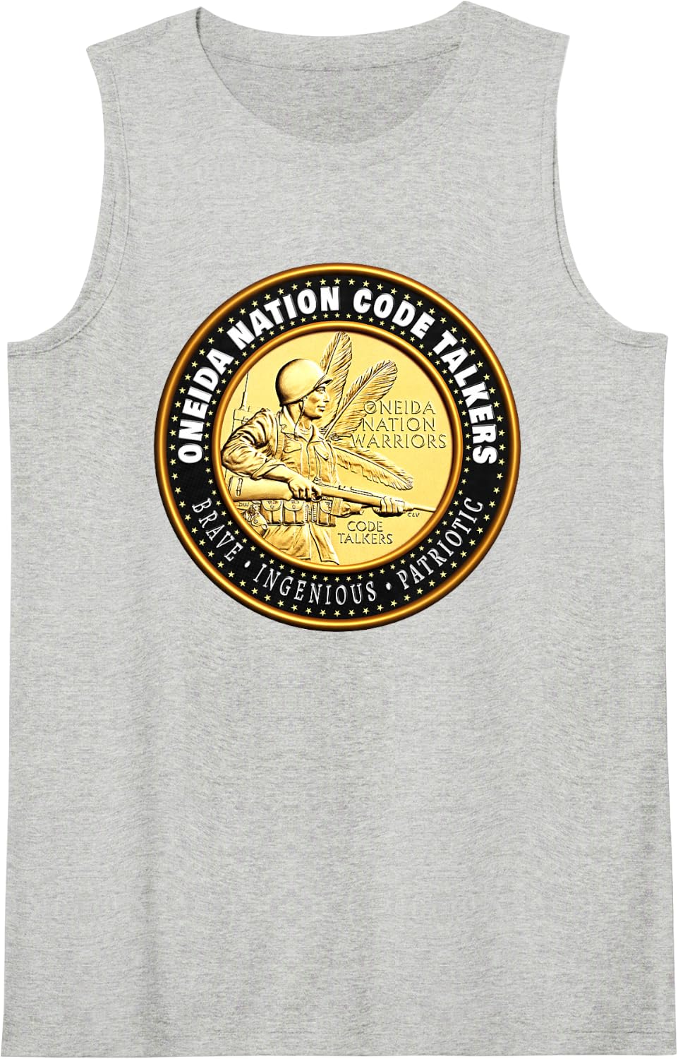 Oneida Nation Code Talkers Native Military Pride Sleeveless Tank Top - Heather Grey