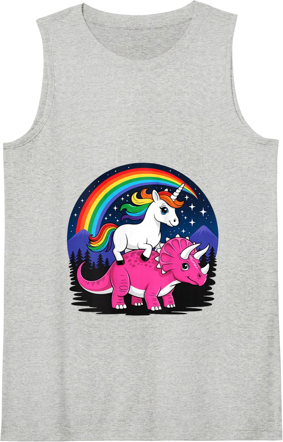 Unicorn Riding Dinosaur Animal Lover Mythical Cute Unicorns Tank Top - Heather Grey