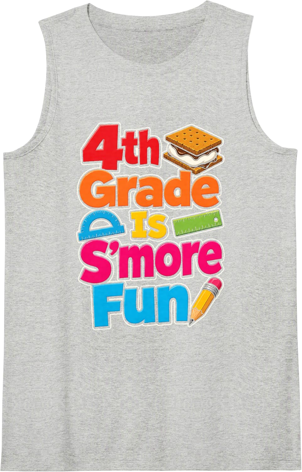 4th Grade is S'More Fun First Day of School Boys Girls Sleeveless Tank Top - Heather Grey