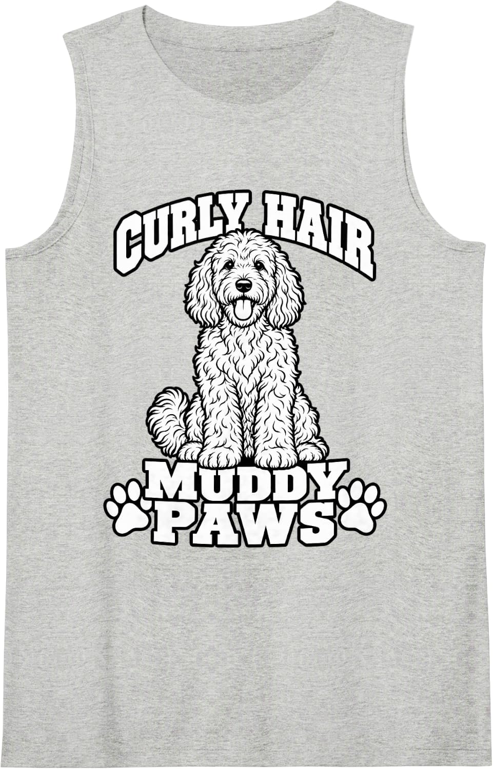 Goldendoodle Curly Hair Muddy Paws Doodle Mom Funny Pup Sleeveless Tank Top - Heather Grey