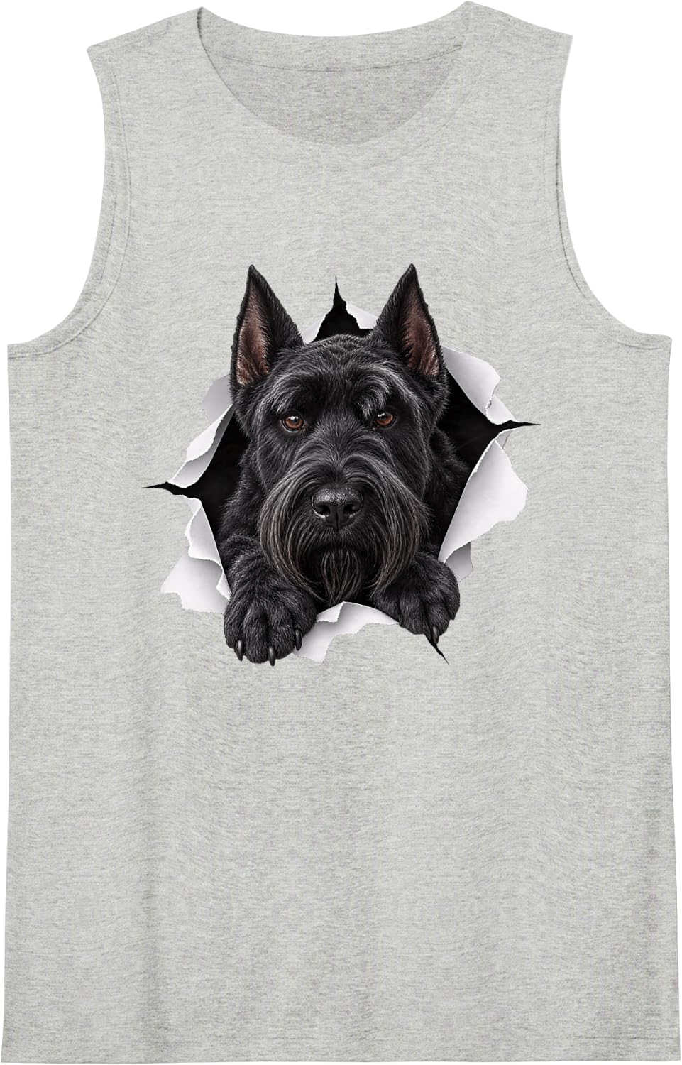 Funny Giant Schnauzer Peeking Cute Dog Lover Mom Dad Sleeveless Tank Top - Heather Grey